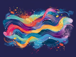 Poster - Stylish and dynamic abstract art featuring asymmetrical shapes and vibrant gradient splashes, perfect for modern and creative layouts