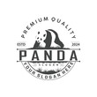 Cute and simple lazy black and white panda animal silhouette design template brand panda bear logo vector