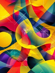 Poster - Abstract banner with asymmetrical geometric patterns, vibrant colors for a modern stylish look