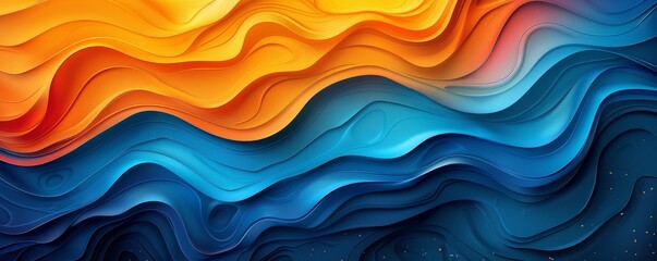 Poster - Unique and innovative abstract design with asymmetrical, fluid geometric shapes, vibrant colors blending in a minimalist style, ideal for modern art