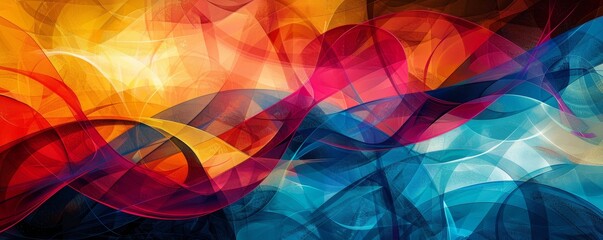 Poster - An abstract, modern masterpiece featuring asymmetrical geometric shapes and vibrant colors in a minimalist style