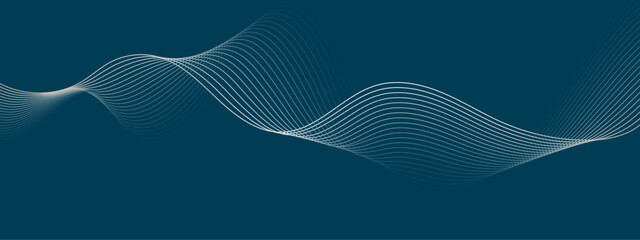 Poster - glowing gradient flowing dynamic wave lines on black background. digital shiny moving lines design e