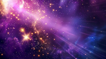 Wall Mural - Background depicting a supernova in purple and blue hues with golden details