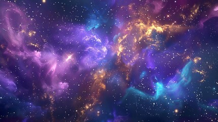 Wall Mural - Background depicting a supernova in purple and blue hues with golden details