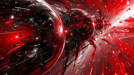 Wall Mural - An abstract and futuristic representation of a red giant