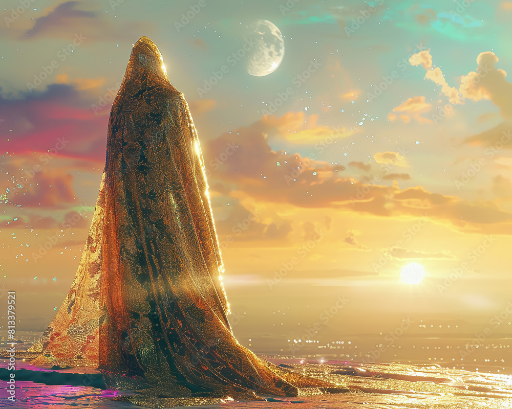 Cosmic Royalty, Elegant Robes, Exudes Galactic Grace, Gathering at an ...