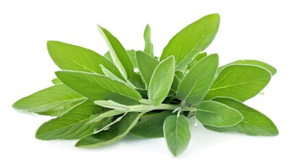 Wall Mural - fresh sage herb isolated on white background with clipping path and full depth of field  