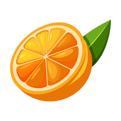 Wall Mural - Fresh orange slice of half fruit round half and slice of fruit for juice isolated vector illustration generated by Ai