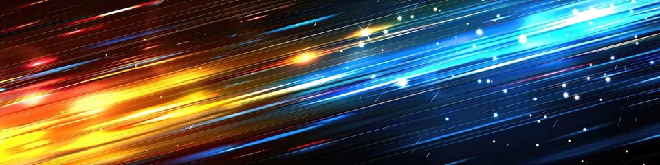 Sticker - A colorful, abstract image of a bright blue and yellow line with stars