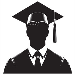 Graduated student silhouette vector on white background.