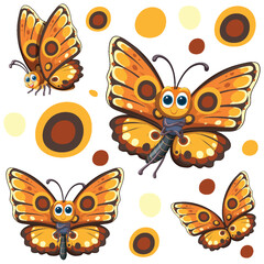 Canvas Print - Vector illustrations of vibrant, playful butterflies