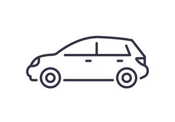 Poster - simple line art icon of a hatchback car, vector illustration on a clean background. editable stroke.