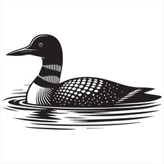 Loon silhouette vector art illustration with white background