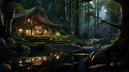 Aufkleber - Generative AI Tranquil Forest Refuge