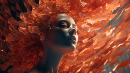 Poster - Generative AI Unique textures and layers blending seamlessly into an abstract art piece flow into a woman