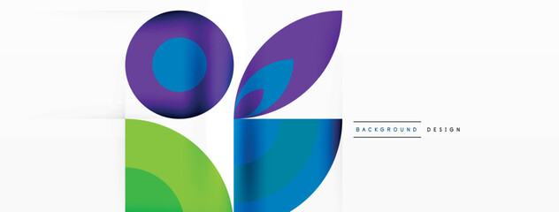 Aufkleber - Create a vibrant logo using shades of purple, liquid green leaves, and an electric blue circle. The font should be magenta on a white background, incorporating a stylish pattern