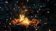 Burning logs crackling in a fire pit, sending sparks flying into the night, perfect for a cozy fire wallpaper.