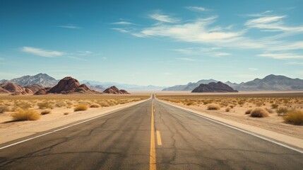 Poster - Generative AI Desert Highway Vanishing Point