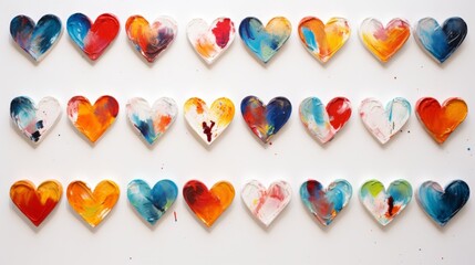 Fototapete - Generative AI different heart stickers on a white background