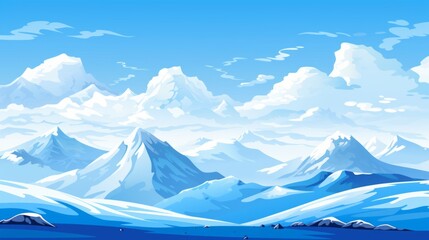 Poster - Generative AI A snowy mountain range against a clear blue sky.
