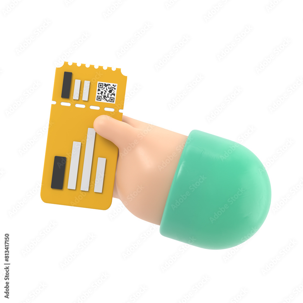 3D airline boarding pass ticket in holding hand, ready tourism and ...