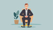 Businessman sitting in chair avatar character