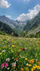 Aufkleber - A field of wildflowers with a blue sky in the background