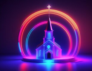 Vector logo Illustration of a Church white background