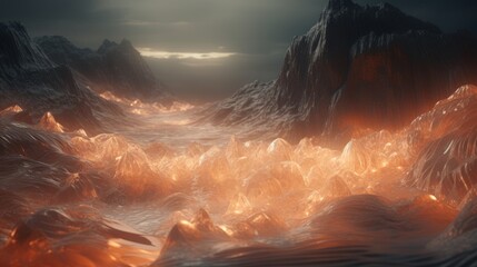 Poster - Generative AI Abstract, dreamlike landscapes composed of intricate and delicate elements.