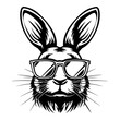 © hyam - cool rabbit wearing sunglass black silhouette logo svg vector, rabbit icon illustration