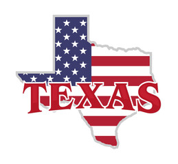 Poster - Texas state map silhouette with american flag