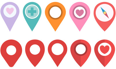 Wall Mural - Map location pin icon set vector illustration isolated on white background.