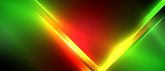 Poster - a red , yellow , and green light beam on a black background . High quality