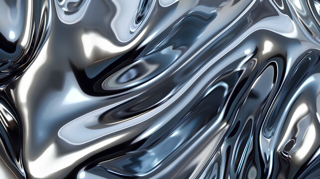 Y2K Melty chrome shapes isolated. Spilled liquid metal drops. Futuristic metallic puddles