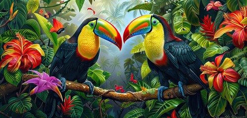 Wall Mural - parrot in the jungle