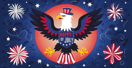 fun 4th of july mythical with happy 4th of july Eagle - 1