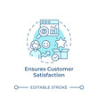 Ensures customer satisfaction soft blue concept icon. User service, experience. Round shape line illustration. Abstract idea. Graphic design. Easy to use in infographic, presentation