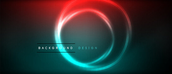 Poster - A stunning visual effect lighting featuring a red and blue glowing circle against a dark background, reminiscent of electric blue and magenta hues in the night sky