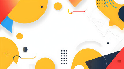Leinwandbilder - Boldly Colored Geometric Shapes in Vibrant Layered Composition with Copyspace for Design Template
