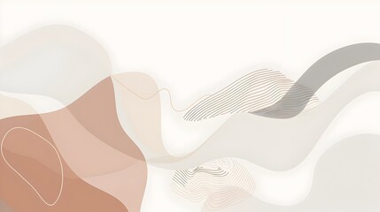 Leinwandbilder - Overlapping Organic Shapes in Neutral Earthy Tone Abstract Geometric Template with Ample Copyspace for Design Elements