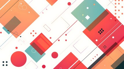 Poster - Vibrant Geometric Abstract Background with Overlapping Shapes and Minimal Color Palette