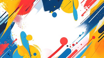 Fototapete - Vibrant Geometric Abstract Background with Dynamic Shapes and Fluid Lines
