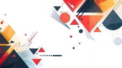 Fototapete - Vibrant Geometric Abstract Background with Overlapping Shapes and Copyspace