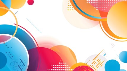 Fototapete - Vibrant Abstract Geometric Composition with Overlapping Shapes and Minimalist Patterns on White Background