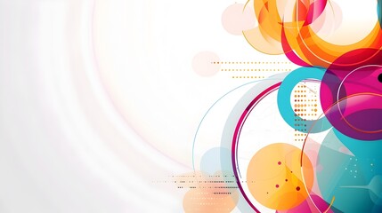 Poster - Vibrant Abstract Geometric Background with Overlapping Shapes and Patterns in Minimalist Flat Graphic Style with Ample Copyspace