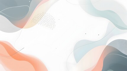 Leinwandbilder - Ethereal Abstract Background with Fluid Organic Shapes Soft Curved Lines and Overlapping Ellipses in Minimalist Flat Design Aesthetic on Clean White