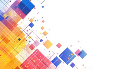 Fototapete - Abstract Geometric Mosaic Background with Bold Shapes and Clean Lines in Minimalist Layout