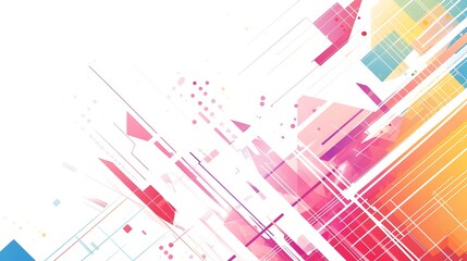 Leinwandbilder - Vibrant Geometric Mosaic Abstract Background with Abundant Copy Space for Digital Design and Visuals