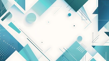 Poster - Elegant Geometric Abstract Background with Ample Negative Space and Rule of Thirds Composition in Blue and Turquoise Tones