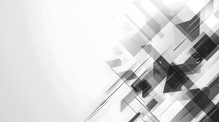 Poster - Minimalist Monochrome Geometric Abstract Template with Overlapping Panels and Asymmetric Rule of Thirds Composition